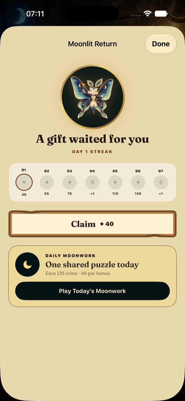 Daily Moonwork reward